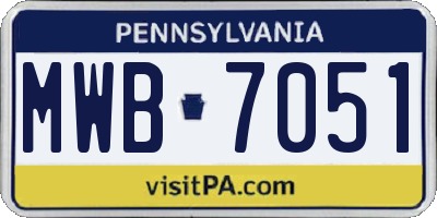 PA license plate MWB7051