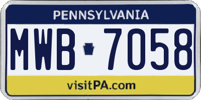 PA license plate MWB7058