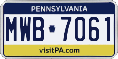 PA license plate MWB7061