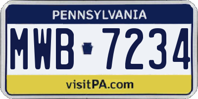 PA license plate MWB7234