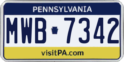 PA license plate MWB7342