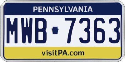 PA license plate MWB7363