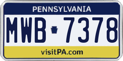 PA license plate MWB7378