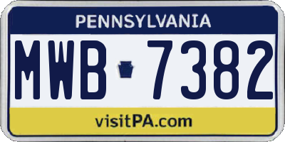 PA license plate MWB7382