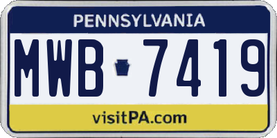 PA license plate MWB7419