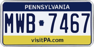 PA license plate MWB7467