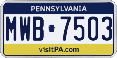 PA license plate MWB7503