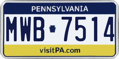 PA license plate MWB7514