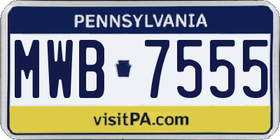 PA license plate MWB7555