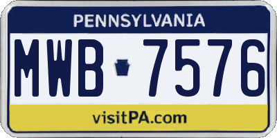 PA license plate MWB7576