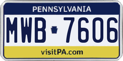PA license plate MWB7606