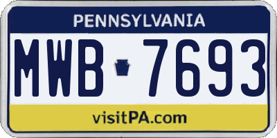 PA license plate MWB7693