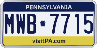 PA license plate MWB7715