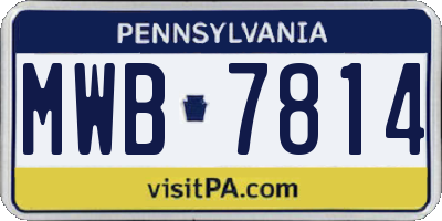 PA license plate MWB7814