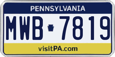 PA license plate MWB7819