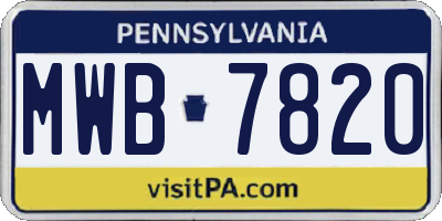 PA license plate MWB7820