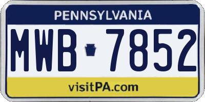 PA license plate MWB7852