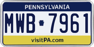 PA license plate MWB7961