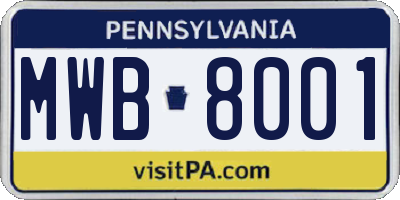PA license plate MWB8001