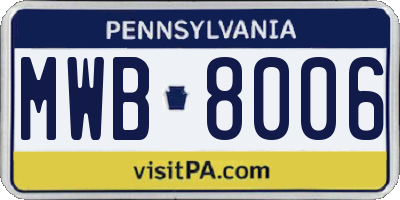PA license plate MWB8006
