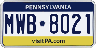 PA license plate MWB8021
