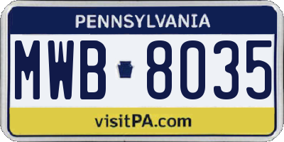 PA license plate MWB8035