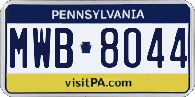 PA license plate MWB8044