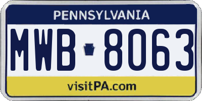 PA license plate MWB8063