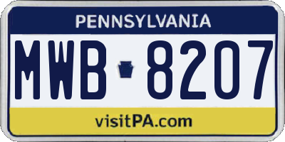 PA license plate MWB8207