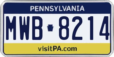 PA license plate MWB8214