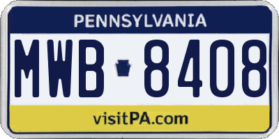PA license plate MWB8408