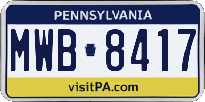 PA license plate MWB8417