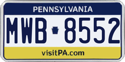 PA license plate MWB8552