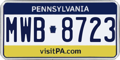 PA license plate MWB8723