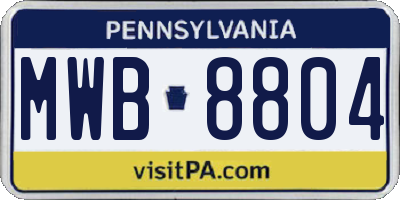 PA license plate MWB8804