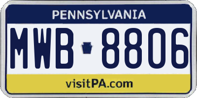 PA license plate MWB8806