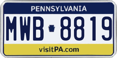 PA license plate MWB8819