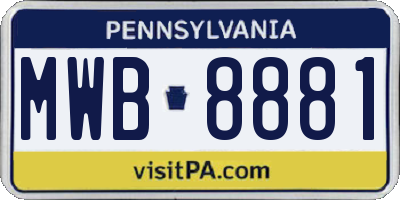 PA license plate MWB8881