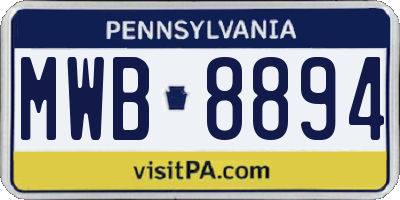 PA license plate MWB8894