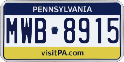 PA license plate MWB8915