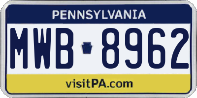 PA license plate MWB8962