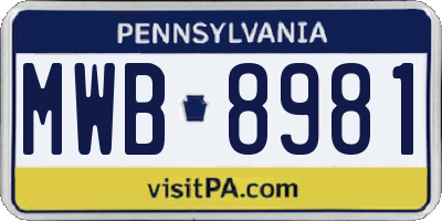 PA license plate MWB8981