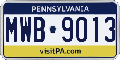 PA license plate MWB9013