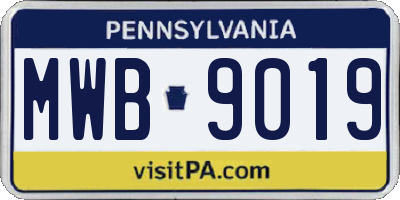 PA license plate MWB9019