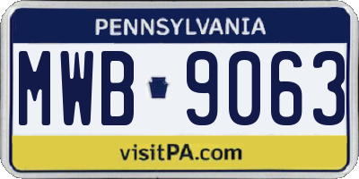PA license plate MWB9063