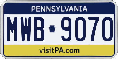 PA license plate MWB9070