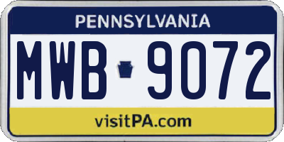 PA license plate MWB9072