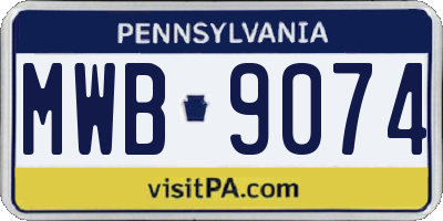 PA license plate MWB9074