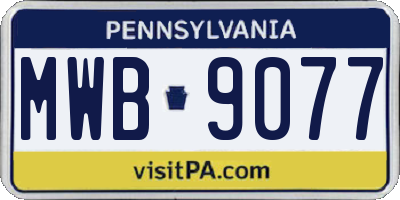PA license plate MWB9077