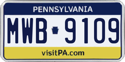 PA license plate MWB9109